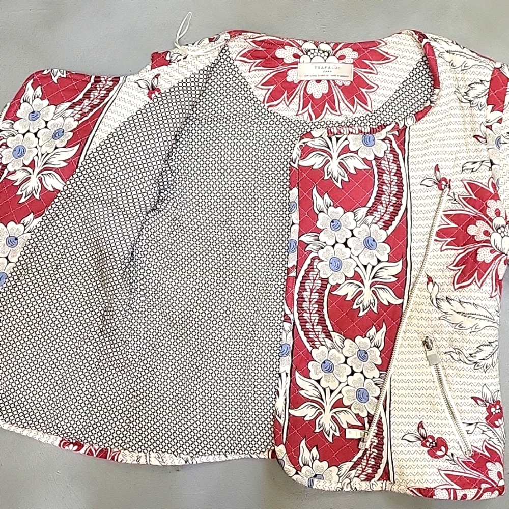 Zara TRF Quilted Floral Moto Jacket [Size Small] - Picture 7 of 12